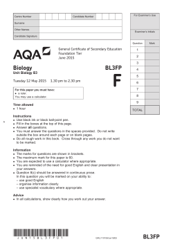 GCSE Biology Question paper Unit 03 - Biology June 2015