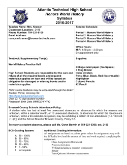 Atlantic Technical High School Honors World History Syllabus 2016