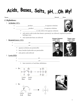 Acids, Bases, Salts, pH Note Packet