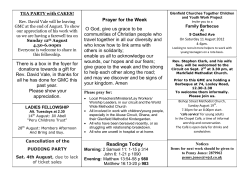 Readings Today There is a box in the foyer for donations towards a
