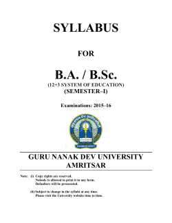 BA / B.Sc. - Guru Nanak Dev University