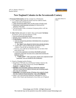 New England Colonies in the Seventeenth Century