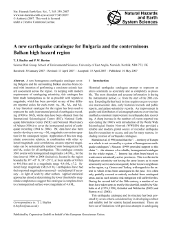 A new earthquake catalogue for Bulgaria and the conterminous