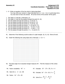 Point/Slope Formula