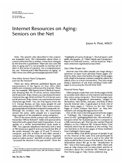 Internet Resources on Aging Seniors on the Net