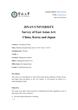 JINAN UNIVERSITY Survey of East Asian Art: China, Korea and Japan