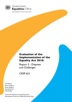 Evaluation of the Implementation of the Equality Act 2010: Report 3