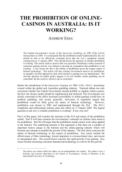 the prohibition of online- casinos in australia