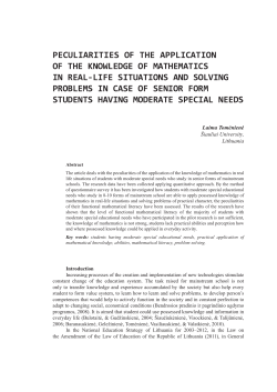 Peculiarities of the Application of the Knowledge of Mathematics in