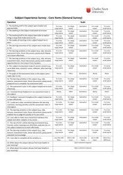 Subject Experience Survey - Core Items (General Survey)