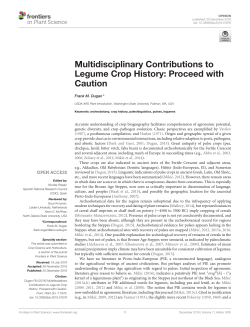 Multidisciplinary Contributions to Legume Crop History
