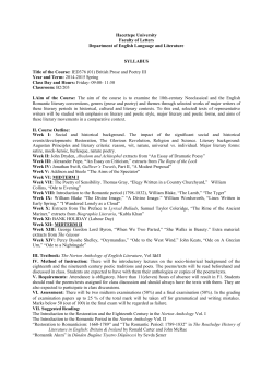 Hacettepe University Faculty of Letters Department of English