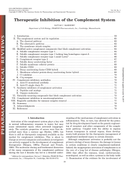 Therapeutic Inhibition of the Complement System