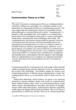 Communication Theory as a Field