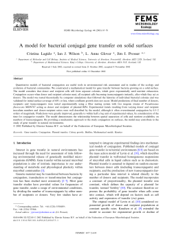 A model for bacterial conjugal gene transfer on solid surfaces