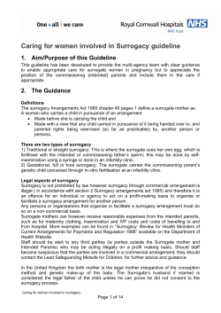Caring for women involved in surrogacy Clinical Guideline