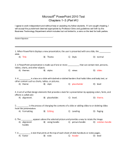 Microsoft PowerPoint 2010 Test Chapters 1&ndash;3 (Part #1)