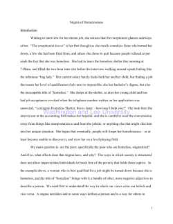 Stigma of Homelessness - Washington and Lee University