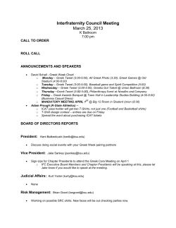 Interfraternity Council Meeting March 25, 2013