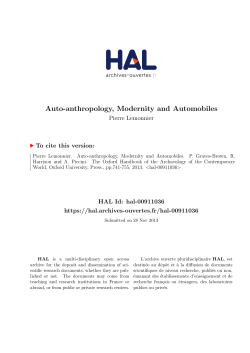 Auto-anthropology, Modernity and Automobiles