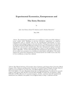 Experimental Economics, Entrepreneurs and The Entry Decision