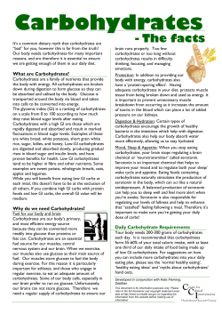 Carbohydrates - the facts - Centre for Clinical Interventions