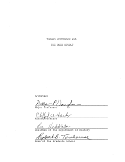 THOMAS JEFFERSON AND THE QUID REVOLT APPROVED Major