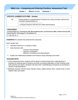 Comparing and Ordering Fractions - Assessment Task