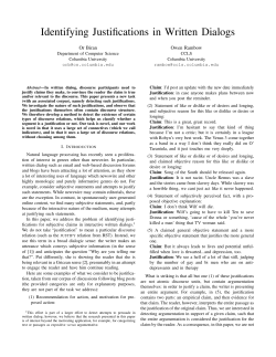 Identifying Justifications in Written Dialogs