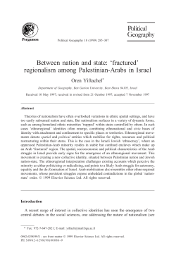 Between nation and state: `fractured` regionalism among Palestinian