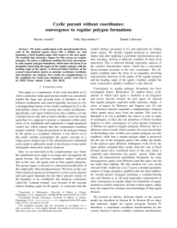 Cyclic pursuit without coordinates: convergence to regular polygon