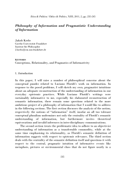 Philosophy of Information and Pragmatistic Understanding of