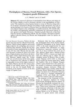 Pteridophytes ofMoorea, French Polynesia, with a