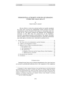 presidential authority over epa rulemaking under the clean air act