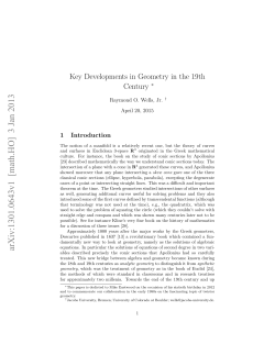 Key developments in geometry in the 19th Century