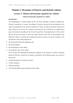 Module 2: Dynamics of Electric and Hybrid vehicles