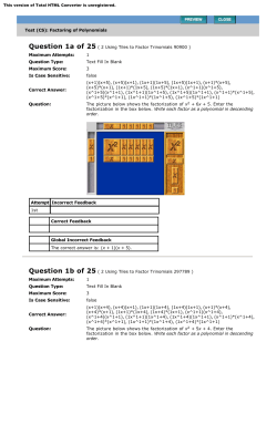 Test (CS): Factoring of Polynomials Question 1a of 25 ( 2 Using Tiles