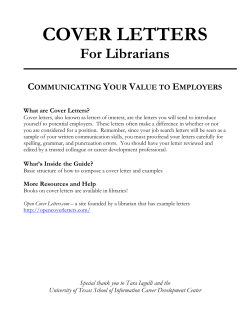 cover letters - Texas Library Association