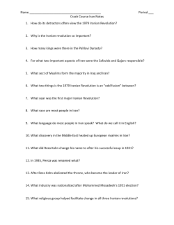 Name Period ___ Crash Course Iran Notes 1. How do its detractors