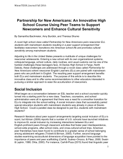 Partnership for New Americans: An Innovative High School Course