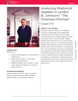 Analyzing Rhetorical Appeals in Lyndon B. Johnson`s &ldquo;The