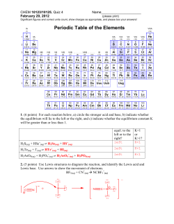 CHEM 10123/10125, Quiz 1 Name Ima Key