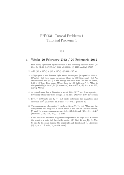 PHY131: Tutorial Problems 1 Tutoriaal Probleme 1