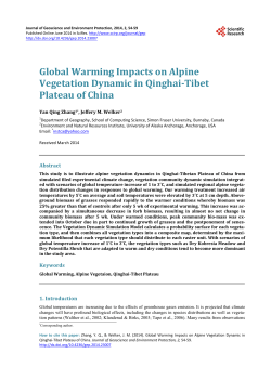 Global Warming Impacts on Alpine Vegetation Dynamic in Qinghai