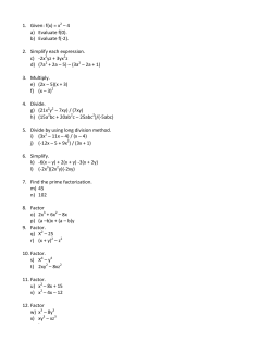1. Given: f(x) = x 2 &ndash; 4 a) Evaluate f(0). b) Evaluate f(