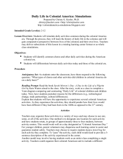 Daily Life in Colonial America: Simulations