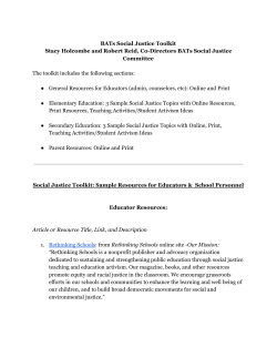 BATs Social Justice Toolkit Stacy Holcombe and Robert Reid