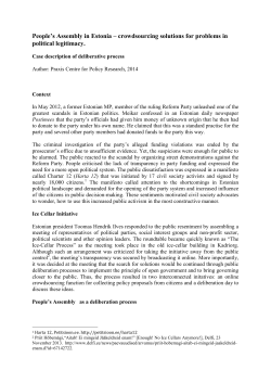 People`s Assembly in Estonia &ndash; crowdsourcing solutions for