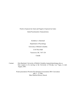 Positive Expressivity Scale and Negative Expressivity Scale: Initial
