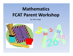 Mathematics FCAT Parent Workshop